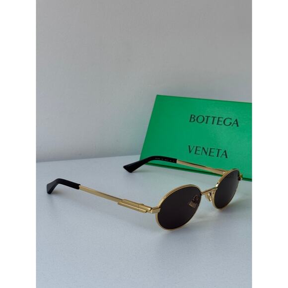 NEW Bottega Veneta BV1470S Gold Oval Sunglasses $615 main image 5